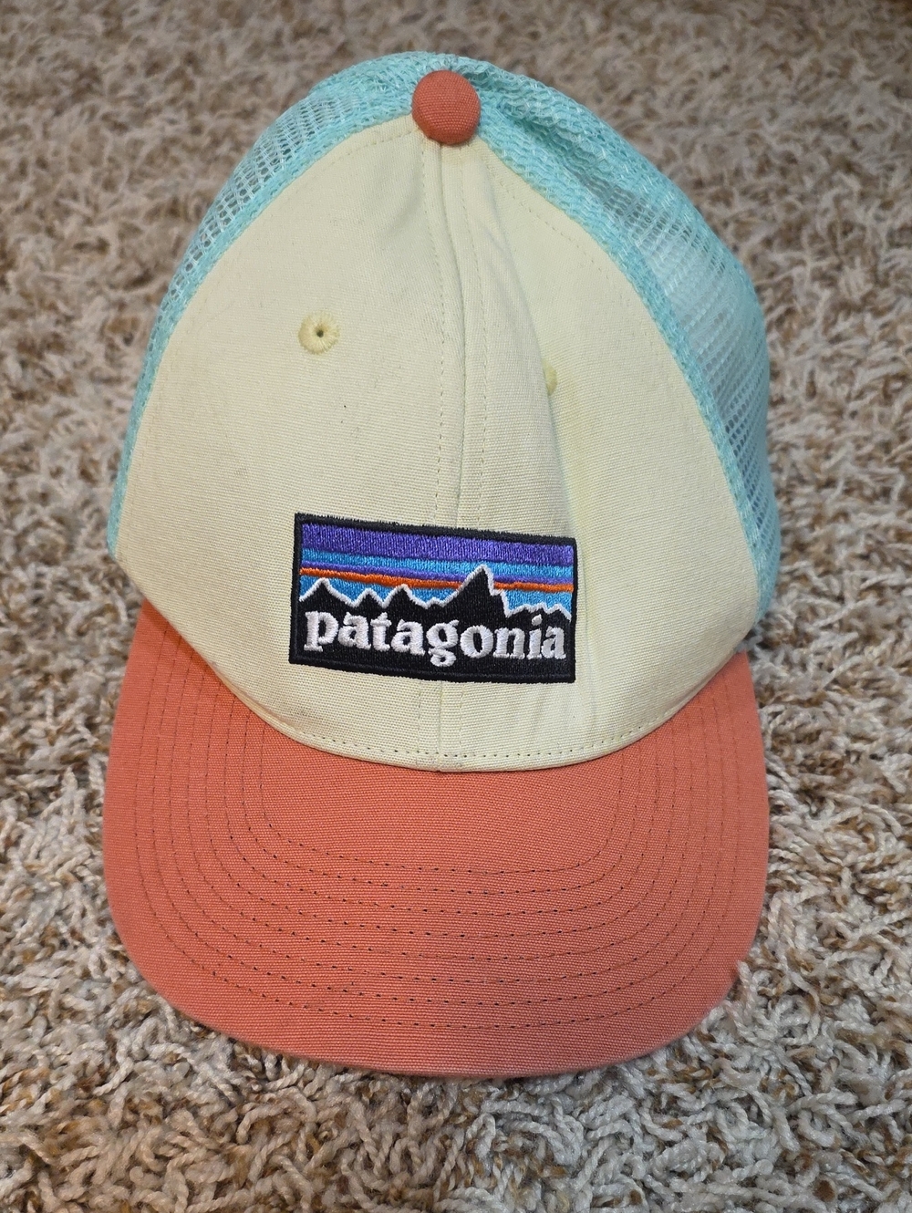 Patagonia Kids Trucker Hat in Cream, Mint & Rust